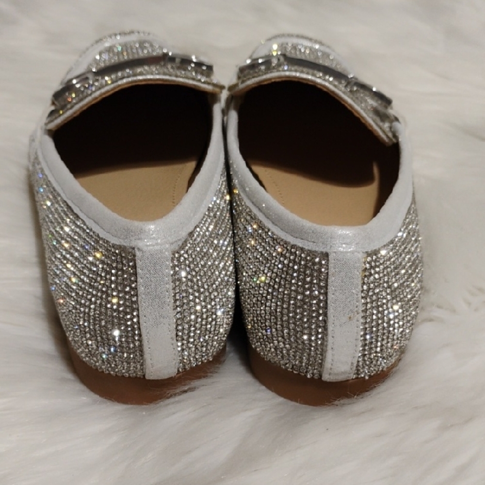 (#95) SALE!NWOT Steve Madden Rhinestone Covered Glittering Silver Loafers Sz.6.5 - Picture 7 of 14